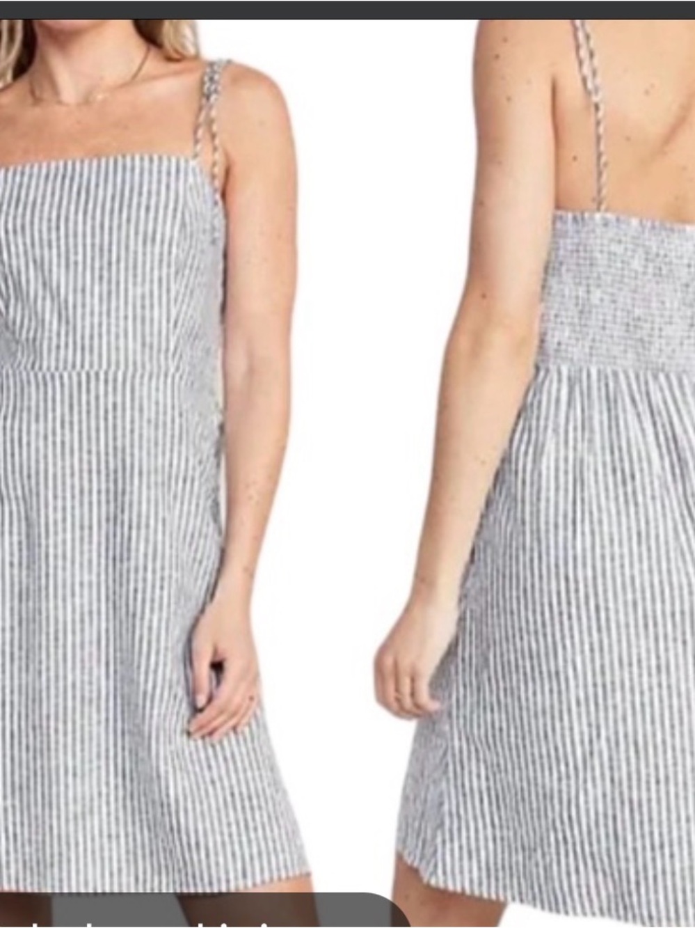 Old Navy Fit & Flare Tie Strap White Striped Mini Dress size 2X